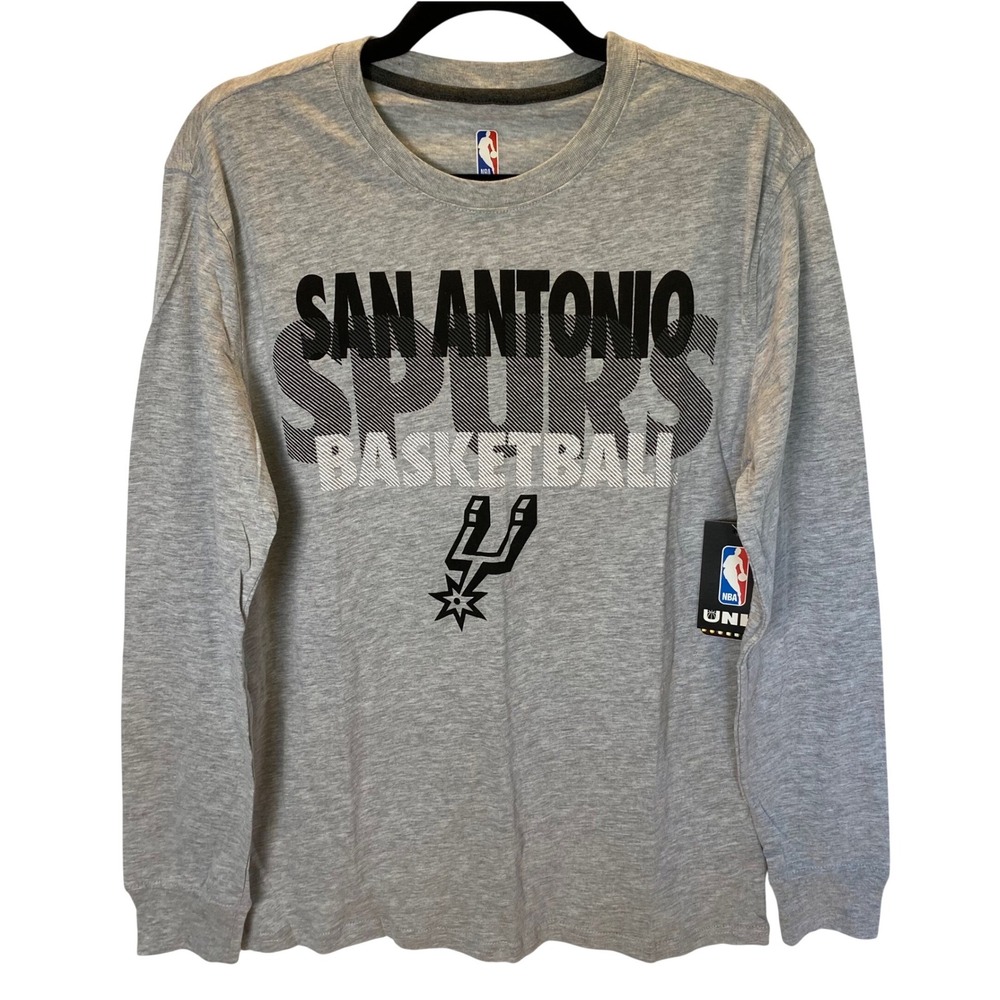 UNK San Antonio Spurs NBA Shirt Mens Small Gray Long Sleeve Graphic Tee NEW